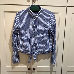 J. Crew Blue and White Striped Button Down Shirt